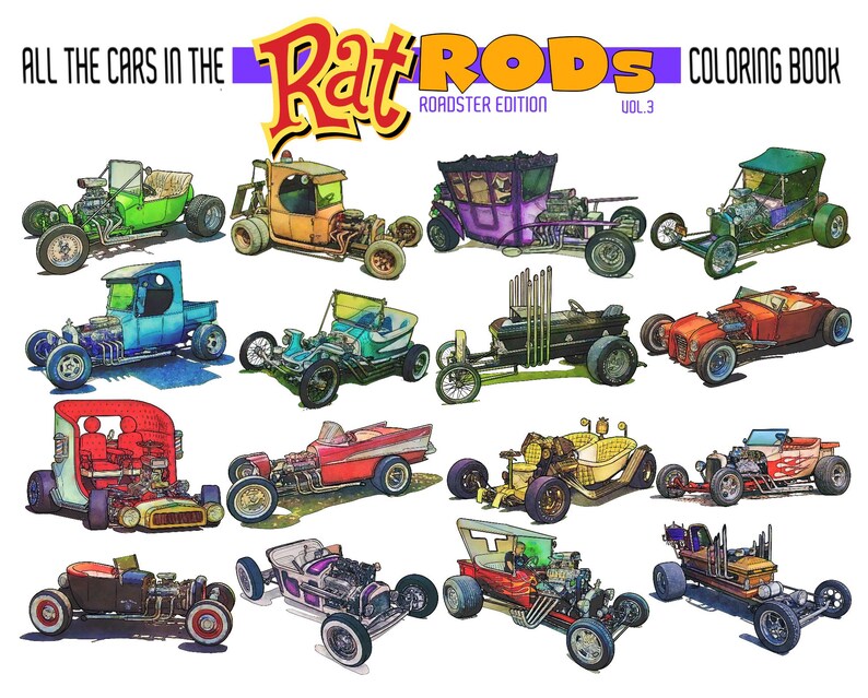 ROSWELL ROD Rat Rod Adult Coloring Page, Printable Coloring Pages ...
