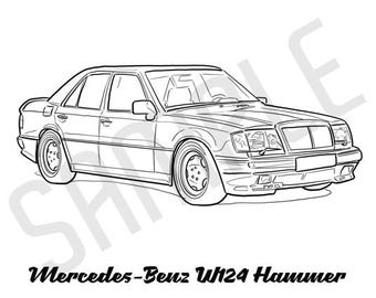 MERCEDES-BENZ W124 HAMMER Adult Coloring Page, Printable Coloring