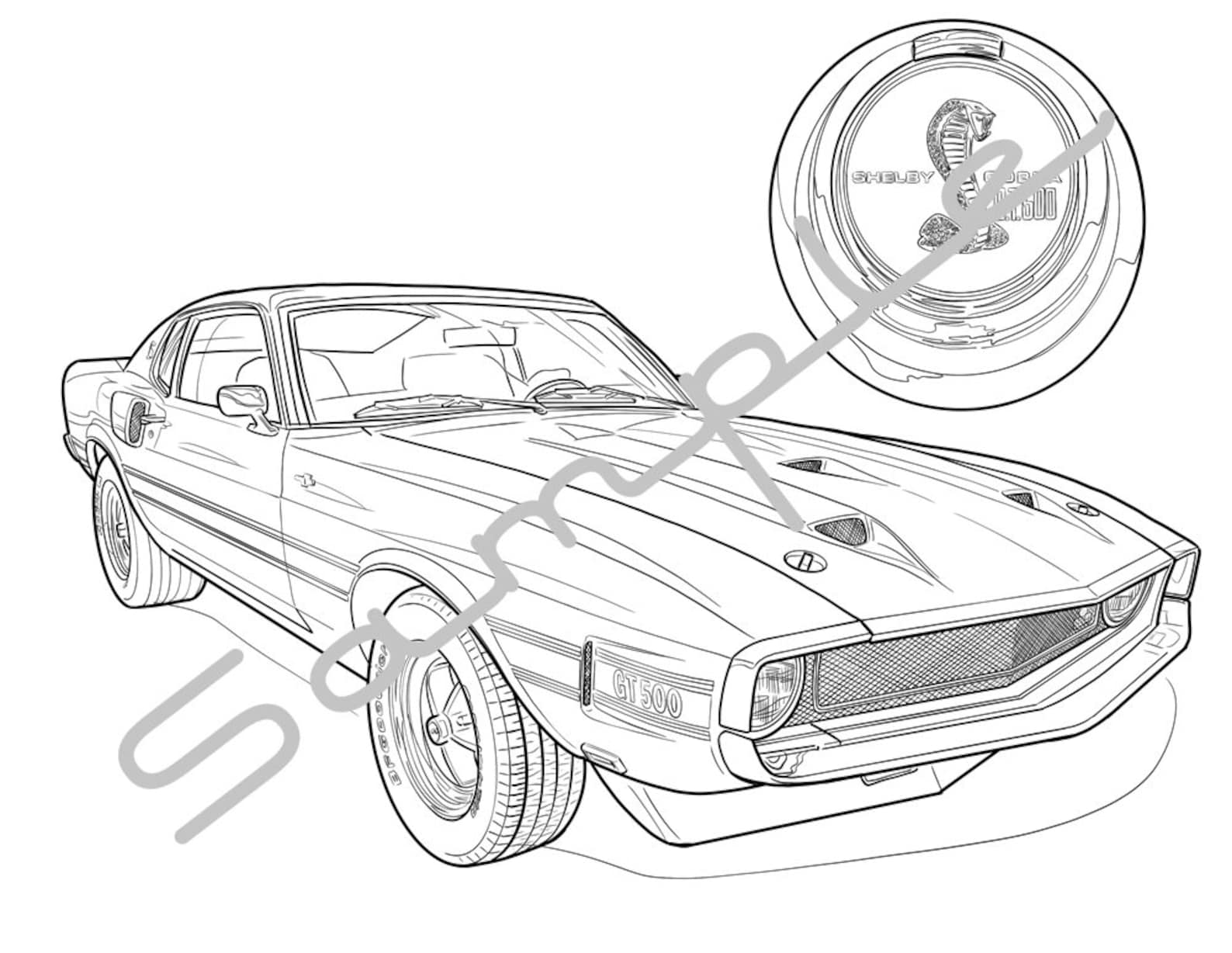 1969 SHELBY GT 500 Adult Coloring Page Printable Coloring | Etsy