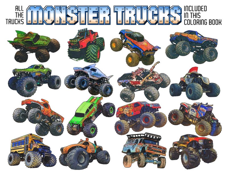 LUCAS STABILIZER Monster Truck Adult Coloring Book, Printable Coloring ...