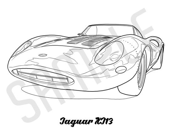 JAGUAR XJ13 Coolest Car Adult Coloring Page, Printable Coloring