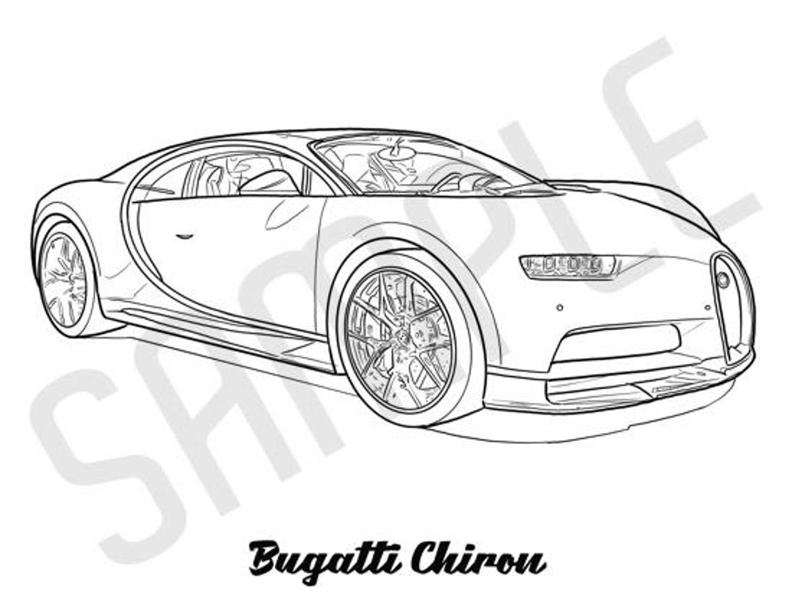 BUGATTI CHIRON Coolest Car Adult Coloring Page, Printable Coloring