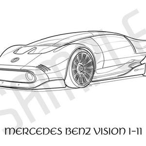 MERCEDES BENZ VISION I-11 Concept Cars Adult Coloring Page, Printable Coloring Pages, Coloring Page Adults, Digital Instant Download 2 pages