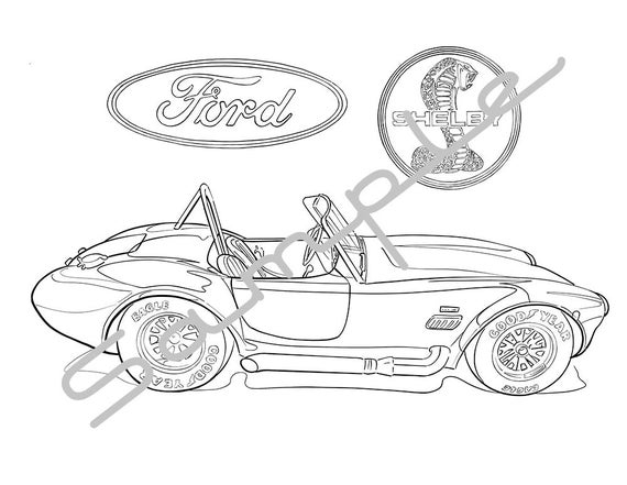 1965 Ford Shelby Cobra Adult Coloring Page Printable Etsy