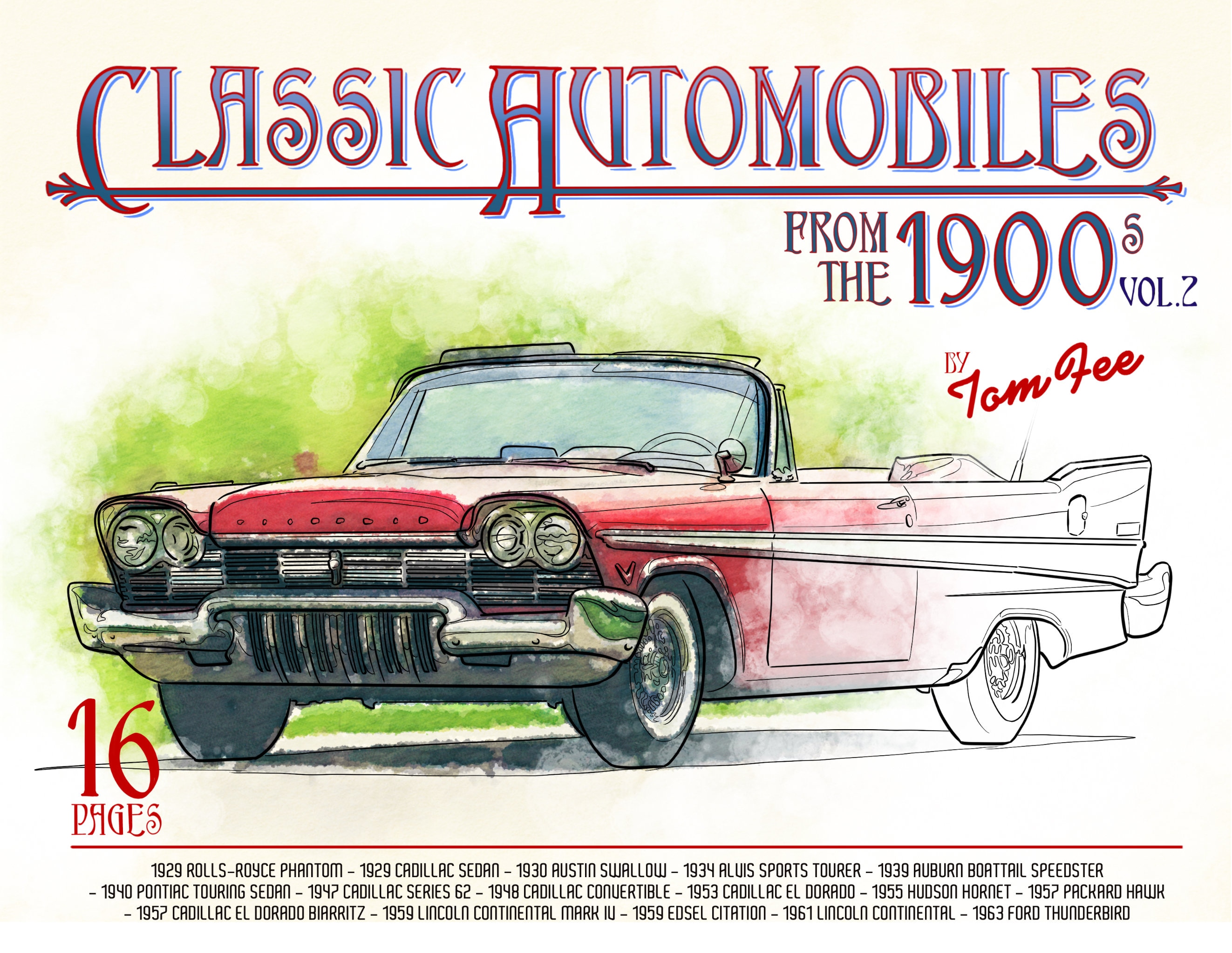 Classic Automobiles From the 1900s Adult Coloring Book Digital