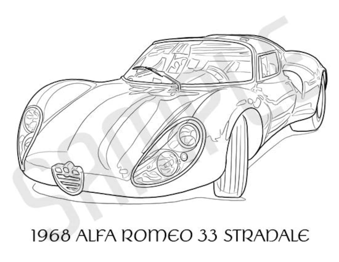 1968 ALFA ROMEO 33 STRADALE Swoopy Car Adult Coloring Page, Printable ...