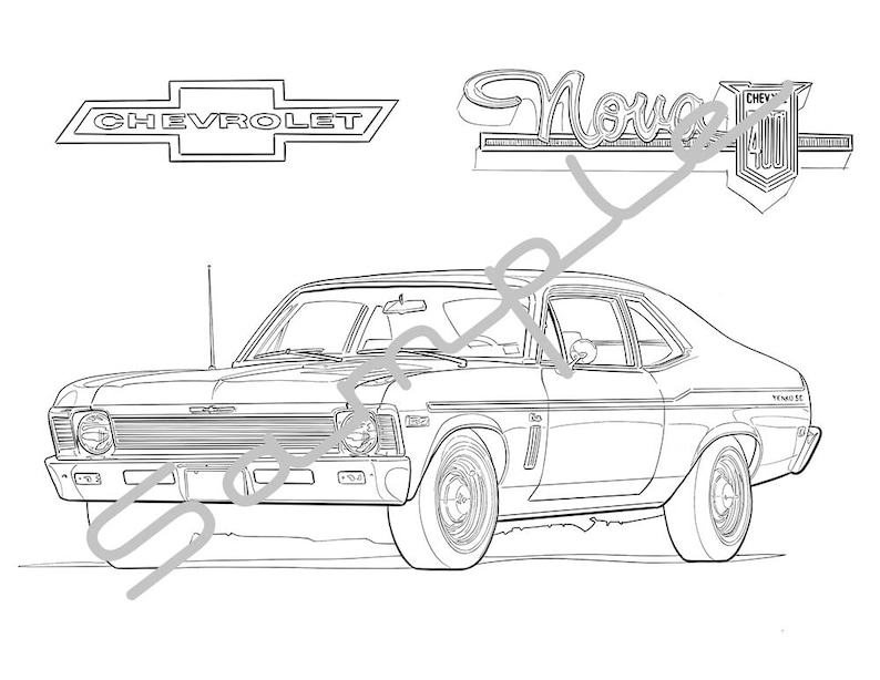 1970 Chevrolet Chevy Ii Nova Coloring Page Free Printable Coloring