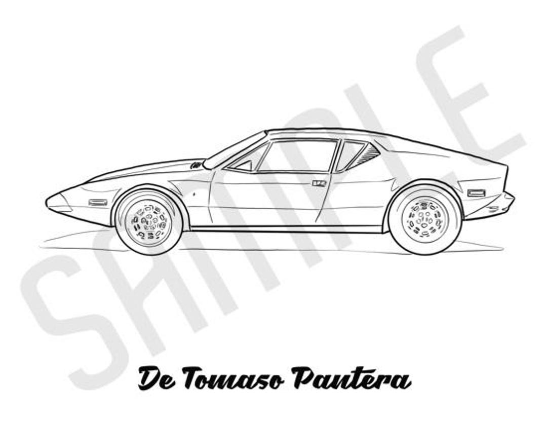 DE TOMASO PANTERA Adult Coloring Page, Printable Coloring Pages