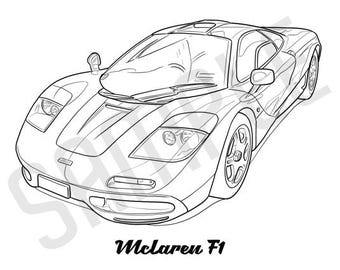 MCLAREN F1 Coolest Car Adult Coloring Page, Printable Coloring Pages, Coloring Page Adults, Digital Instant Download 2 pages
