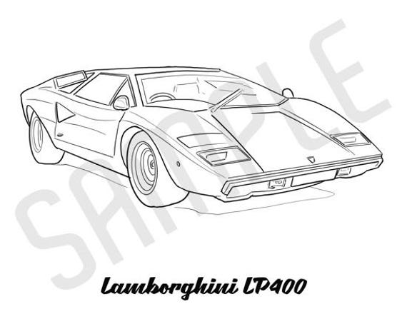 LAMBORGHINI LP400 Adult Coloring Page, Printable Coloring Pages