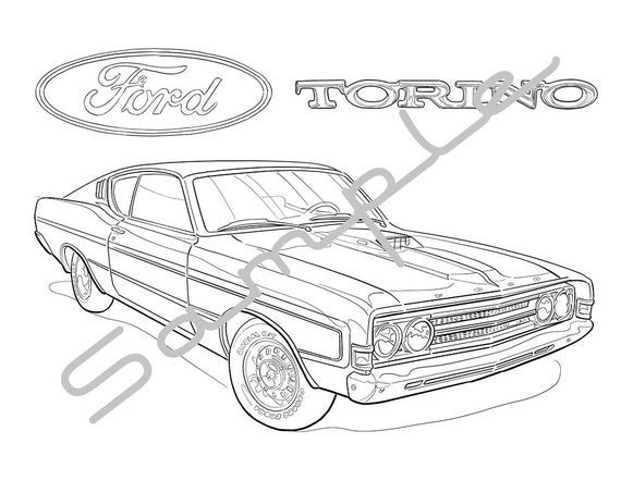 1968 Ford Torino Adult Coloring Page Printable Coloring Etsy Uk