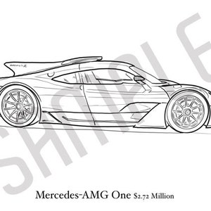 MERCEDES-AMG ONE Adult Coloring Book, Printable Coloring Pages, Coloring Book Adults, Digital Instant Download 1 page