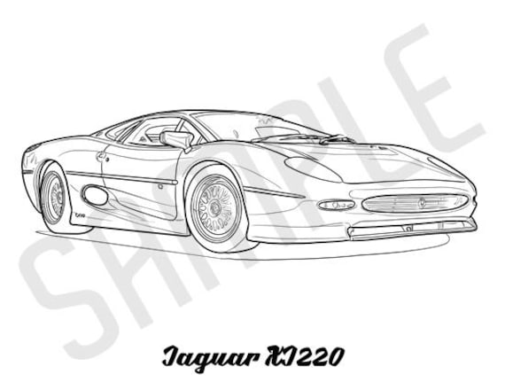 JAGUAR XJ220 Coolest Car Adult Coloring Page, Printable Coloring