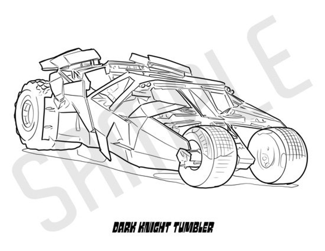 DARK KNIGHT TUMBLER, Adult Coloring Page, Printable Coloring Pages