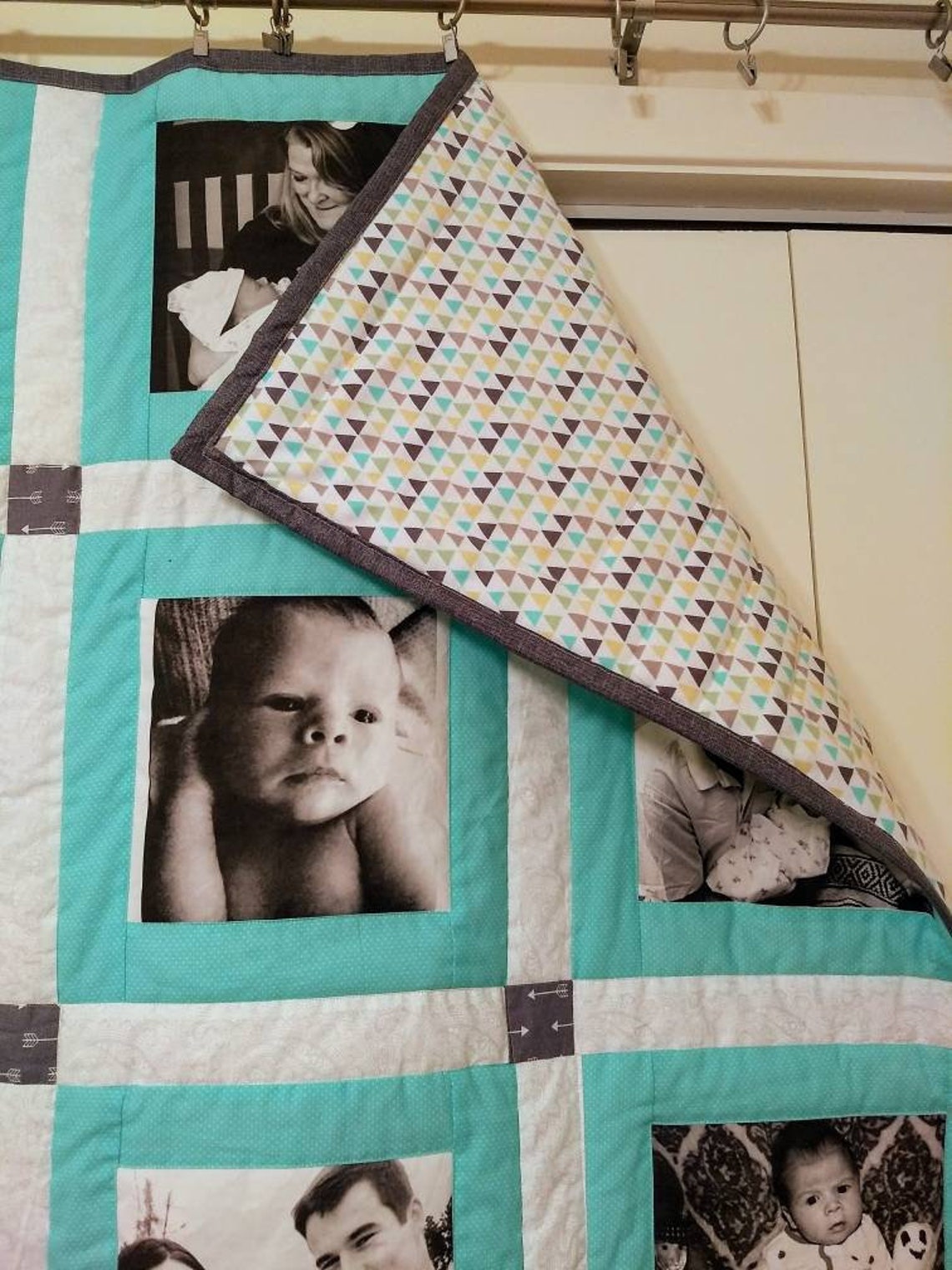 Photo Quilt Memory Quilt Personalized Photo Blanket 8x8 Etsy
