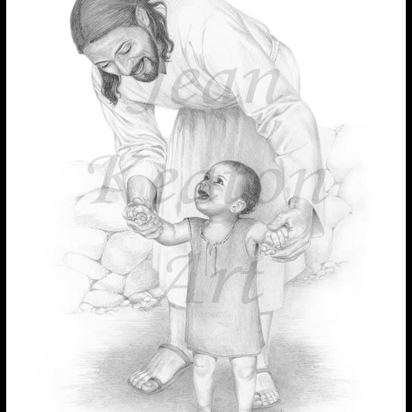 Graphite Jesus Drawing - Etsy