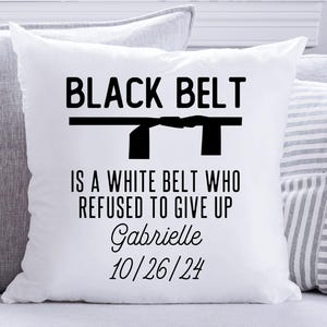 Personalized Black Belt Throw Pillow Bjj Black Belt Gift Taekwondo Black Belt Karate Black Belt Jiu Jitsu Gifts Mma Gift Taekwondo Gifts