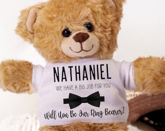 Ring Bearer Proposal Gift Ring Bearer Personalized Name Teddy Bear Will You Be Our Ring Bearer Personalized Wedding Gift Ask Ring bearer