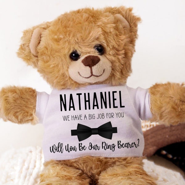 Ring Bearer Proposal Gift Ring Bearer Personalized Name Teddy Bear Will You Be Our Ring Bearer Personalized Wedding Gift Ask Ring bearer