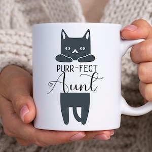 Purr-fect Aunt Mug Funny Cat Lover Coffee Cup For Aunts Cute Kitty Mug For Women Cute Cat Owner Gift Idea For The Best Aunt