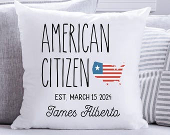 Cadeau Amerikaans staatsburgerschap Gepersonaliseerd sierkussen cadeau burgerschap Cadeau Amerikaans staatsburger Cadeau nieuw burger Immigratiecadeau Burgerschapsfeest