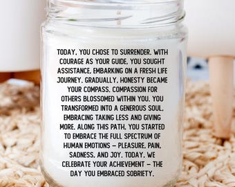Sobriety Candle Sobriety Gift One Day at a Time Sober Gift Proud of You Gift New Beginnings Gift Addiction Recovery Sober Birthday SoberGift