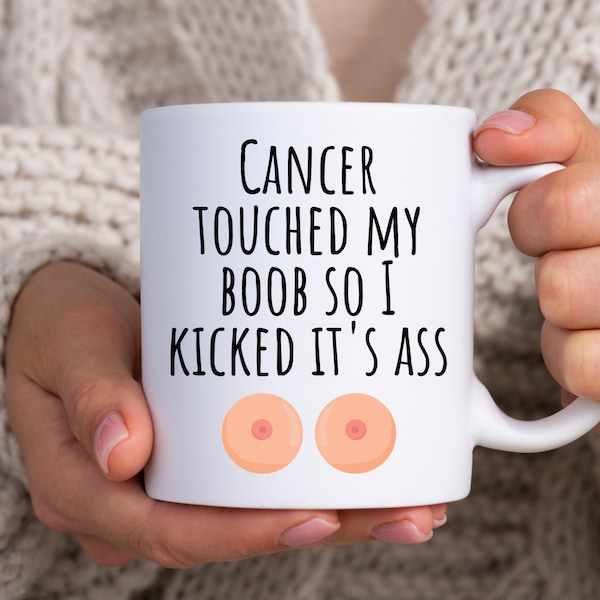 Breast Cancer Gift Breast Cancer Care Package for Her Funny Breast Cancer Mug for Friend Thinking of You Gifts Cancer Humor Support Gift