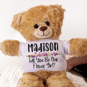Flower Girl Proposal Gift Flower Girl Personalized Name Teddy Bear Will You Be Our Flower Girl Personalized Wedding Gift Ask Flower Girl