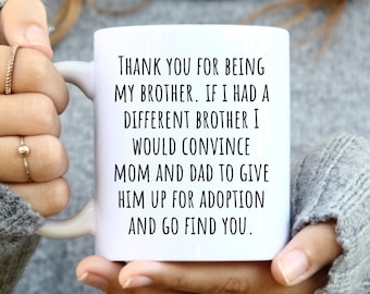 Regalo divertido de la mordaza para el hermano Taza divertida del hermano Taza personalizada del hermano Taza del regalo del cumpleaños del hermano Regalos divertidos de Navidad del hermano