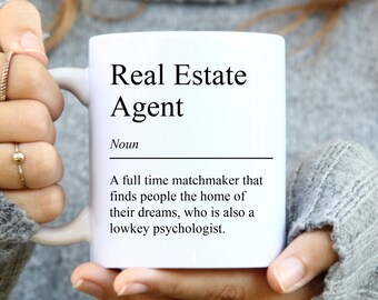 Real Estate Agent Definition Mug, Personalized Gift for Real Estate Agent, Agent Thank You Gifts, Closing Gift, Housewarming Gift