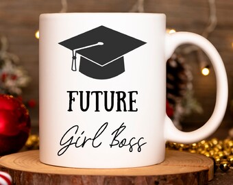 Taza de regalo de graduación para ella, futura jefa, gorra de graduación, taza personalizada, taza de graduación para amiga