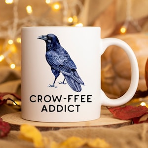 Crow Lover Gift, Crow Lover Mug, Crow-ffee Addict, Crow Coffee Mugs, Crows and Ravens, Birdwatching Gift
