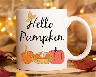 Decoración de otoño Hola Taza de calabaza Especia de calabaza Taza de Halloween Taza de calabaza Tazas lindas de otoño Taza de otoño Regalo de otoño Decoración de otoño Regalo de amante de Halloween