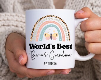 Personalized Bonus Grandma Gift, Bonus Grandma Mug, Step Grandma Birthday, Mothers Day Gift From Granddaughter Grandson
