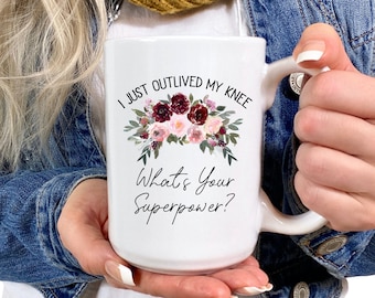 Grappige knievervangende mok Thinking of You Knievervangende cadeau knieoperatie mok gewrichtsvervangende cadeau knieoperatie cadeau nieuwe knie mok