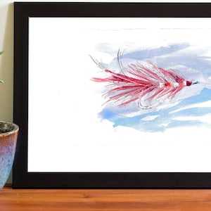 Watercolor Fly Print, Shrimp Fly Original Art, Digital Download, Printable Gift,  Gift for him, Fly Fishing Art