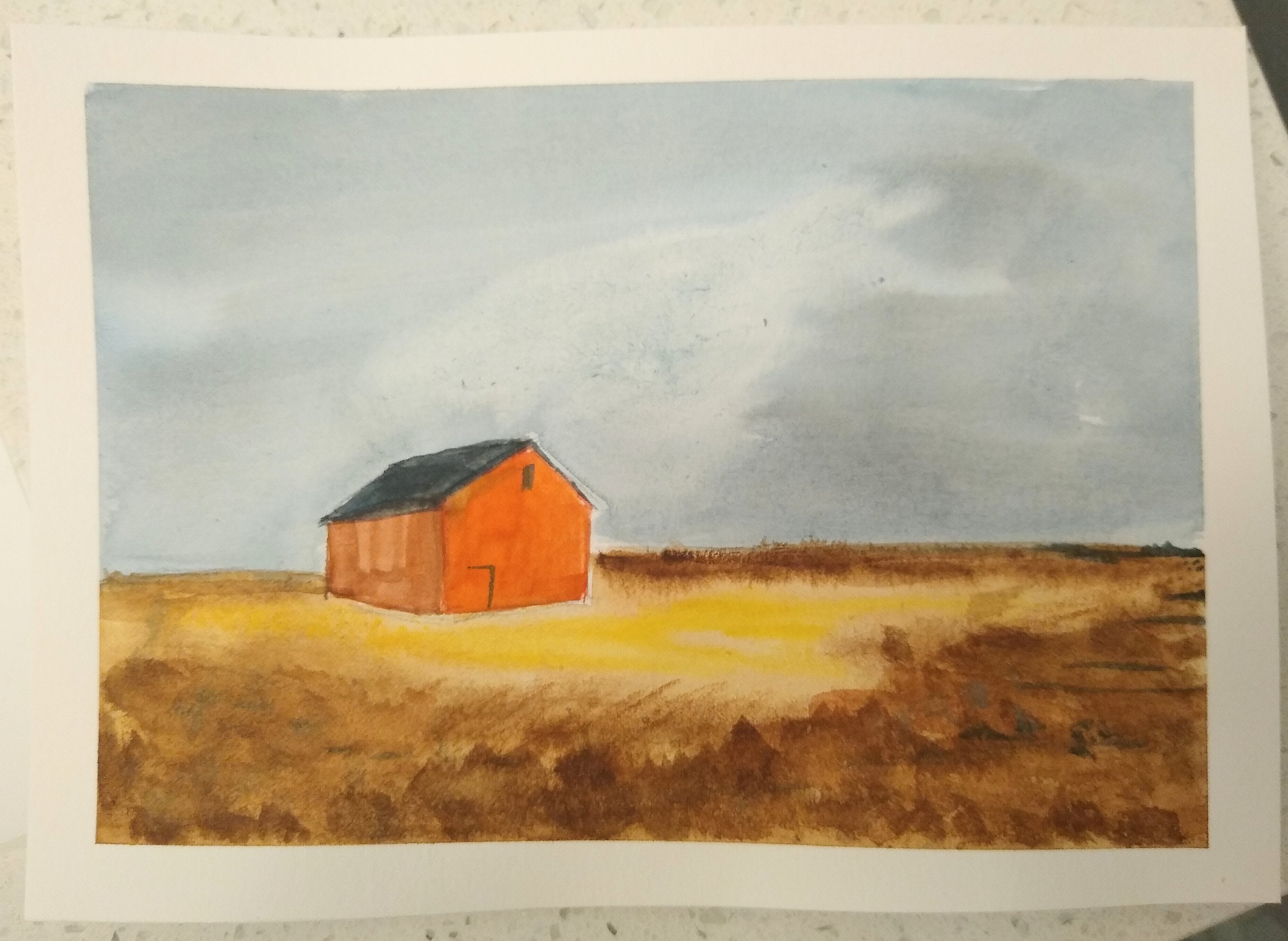 Original Hand Painted Watercolor Landscape, Red Barn Painting - Etsy