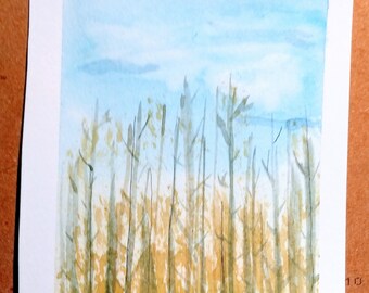 Arte de la acuarela, paisaje de acuarela original minimalista / arte de color de agua pequeña, pinté esta / decoración de la pared, arte de la pared, arte del color del agua,