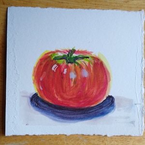 Peinture tomate, aquarelle originale, 4 1/2 » x 4 »