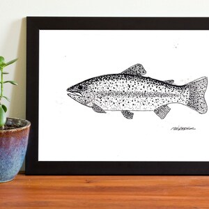 Download instantâneo de impressão artística de truta: uma linda decoração de parede de peixe para qualquer pescador