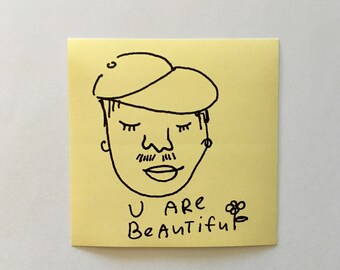 You Are Beautiful - Square Sticker / Self-Care / Self-Love / Mental Health / Cute Doodle