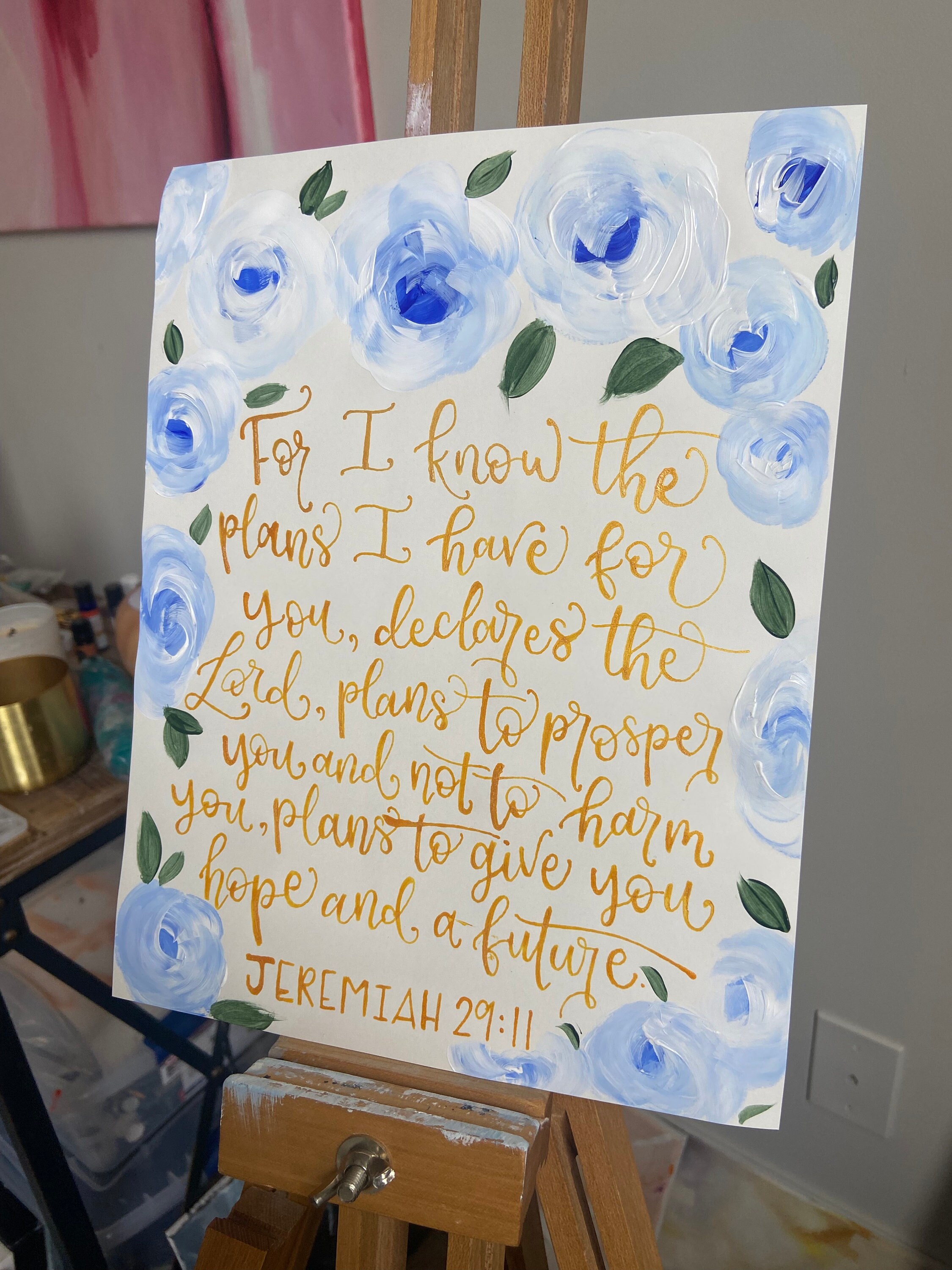 Floral Calligraphy Quote Painting Lyrics Painting Custom Etsy