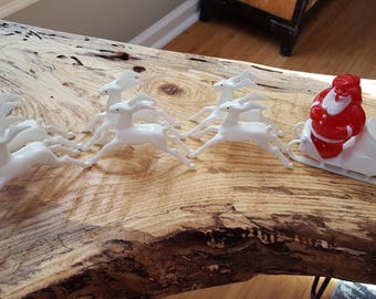 Vintage Rosbro Christmas Santa on Sleigh and 6 Reindeer