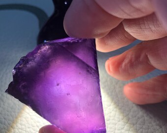 Gemmy cube deep dark purple fluorite