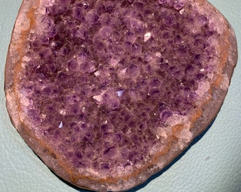 Amethyst druzy plate with polished sides