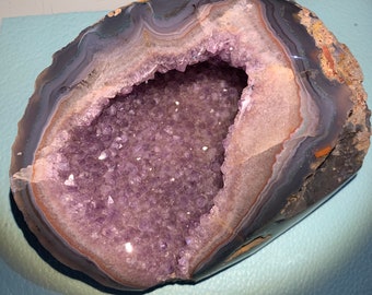 Amethyst druzy geode polished face