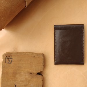 Slim Minimal Card Case Espresso Color,Leather Wallet,Unisex Case,ID Card Case,Card Holder,Handmade Card Case,Birthday Gift,Elegent Holder image 2