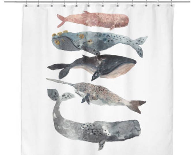 Watercolour Whales Shower Curtain Etsy