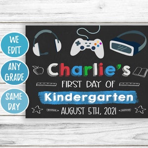 Back to School Sign Printable - Boy First Day of School Chalkboard - 1st Day of School Kindergarten Homeschool 2nd Third Fifth Fourth Grade