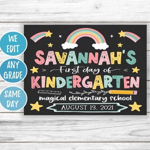 Rainbow First Day of School Sign, Boho First Day of School Chalkboard, Girl First Day of School Printable, Back to School Sign, 1st Day Sign